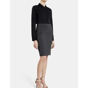 Theory Rokita C Wool‎ Blend Workwear Pencil Skirt, Grey size 4